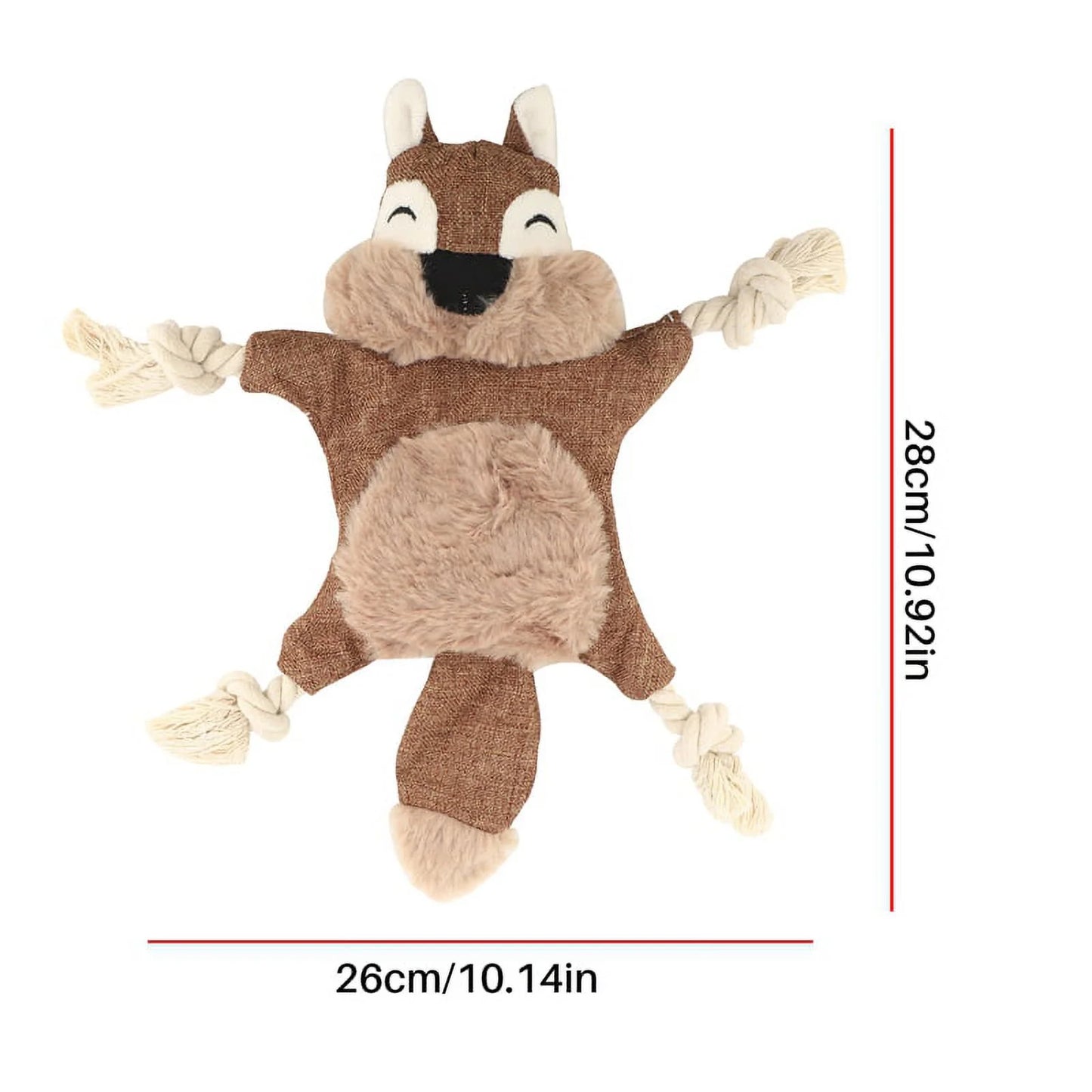 Non-Toxic 100% Organic Crinkle Dog Chew Toy, Cute Squirrel Design