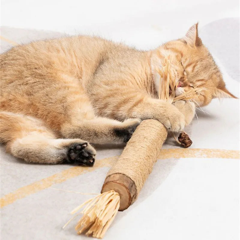 100% Organic Sustainable Cat Chew Stick Hand Braided Interactive Fun 